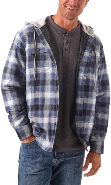 Wrangler Authentics Men's Long Sleeve Quilted Lined Flannel Shirt Jacket