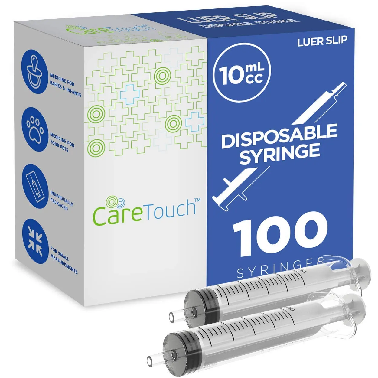 Care Touch 1ml Syringe Only - 100 Sterile Syringes (No Needle) (1ml Luer Slip Tip, 100),100 Count (Pack of 1)