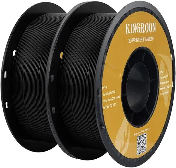 Kingroon PETG 3D Printer Filament, Dimensional Accuracy +/- 0.03 mm, 1 kg Spool(2.2lbs), 1.75mm,2KG White+White