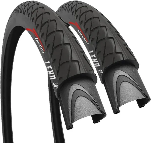 Fincci Pair of Bike Tires 26 x 2.125 Inch 54-559 Slick Foldable Tire Leno for Cycle Road Hybrid Street Bike - 26x2.125 Bicycle Tire Pack of 2