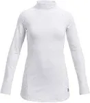 Under Armour Girls' Coldgear Long Sleeve Mock Neck Shirt, Large, White