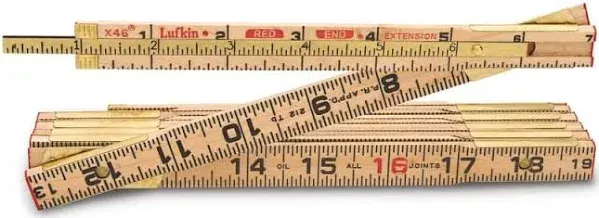 Hi-Viz Lufkin Red End Wood Rule - 6 ft. Extension Ruler with Two Slide ATG-1420