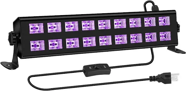 Black Light Bar Glow Party - 54W 18LEDs Powerful UV Black Light Glow in The Dark Party Supplies for Blacklights Party Body Paint Birthday Music Dance Nightclub Halloween Christmas Stage Lighting