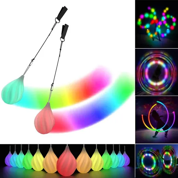 LED Poi Balls-2021 Upgraded Soft Spinning Glow Poi for Beginner Kids and Profess