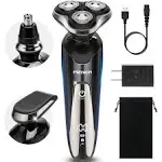 Mens Electric Razor for Men Electric Face Shavers Rechargeable Shaving Men's Cordless Razors IPX7 Waterproof Wet Dry 3 in 1 Rotary Shavers Beard Nose