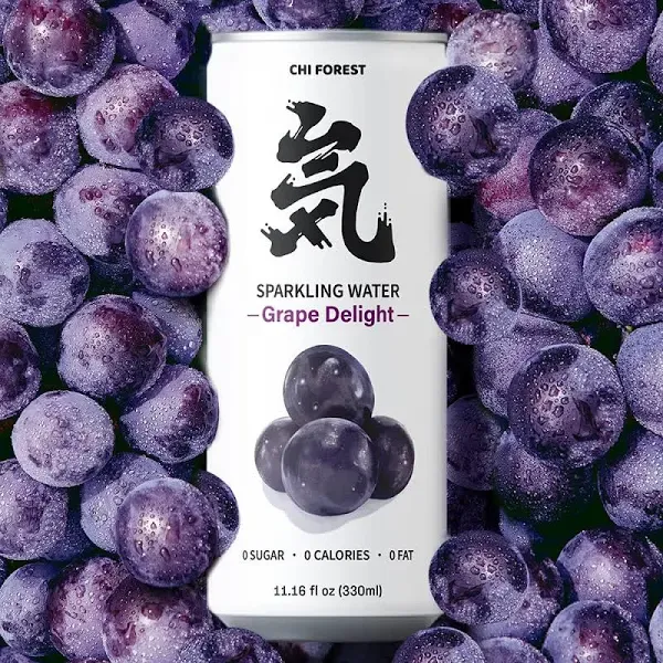 Grape Flavored Sparkling Water, 0 Sugar and 0 Calorie Bubbly Water, Refreshing Carbonated Water, 11.15fl oz