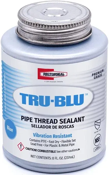 Rectorseal 31551 1/2 Pint Brush Top Tru-Blu Pipe Thread Sealant , Blue, 8 Oz.