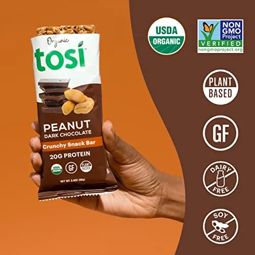 Tosi Organic Superbites Peanut Dark Chocolate Protein Bars