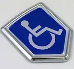 Handicapped Decal Car Chrome Emblem Shield Shape Sticker Badge Sign Crest Bik...