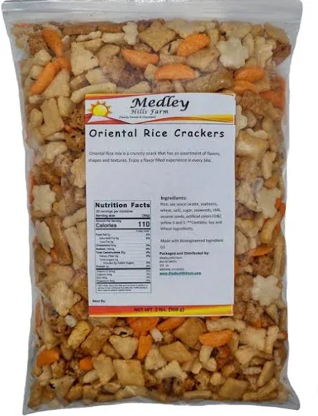 Medley Hills Farm Oriental rice crackers japanese Crunchy &amp; Spicy | in Reseal...