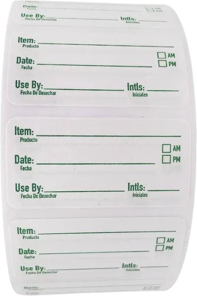 2x1 Dissolvable labels for food containers, 250, White 