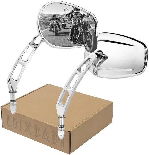 Chrome 8mm Rearview Mirrors for Touring Road Glide FLTRX Electra Glide FLHT Road King FLHR Street Glide FLHX Sportster Dyna Softail models 1982-2023