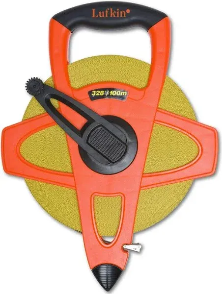 Crescent Lufkin 1/2" x 100m/328' Hi-Viz® Orange Fiberglass SAE/Metric Dual Sided Tape Measure - FM100CME, Orange/Black