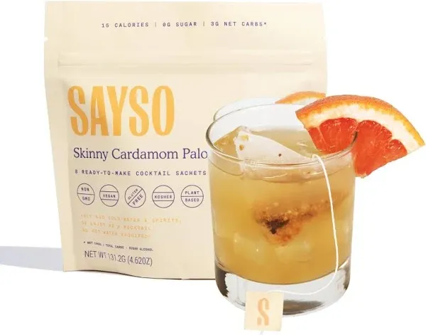 SAYSO Non-Alcoholic Skinny Cardamom Paloma (8 x 4.9 oz)