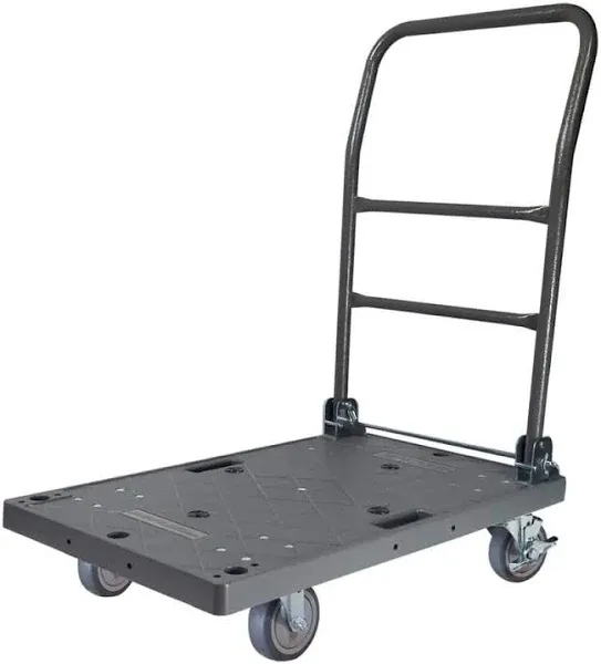 SNAP-LOC Platform Trucks +Dollies 500 lbs. Foldable Push Cart Swivel Metal Black