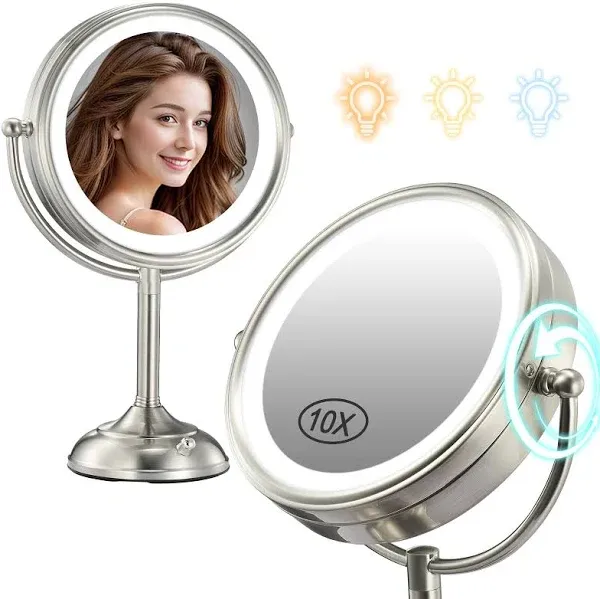 VESAUR Professional 7.5" Lighted Makeup Mirror, 10x Magnifying Vanity Mirror Wit