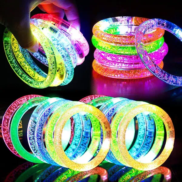 TURNMEON 30 Pack LED Bracelets Light Up Halloween Toys Party Favors for kids adults/,6 color glow sticks Bracelets glow in the dark par