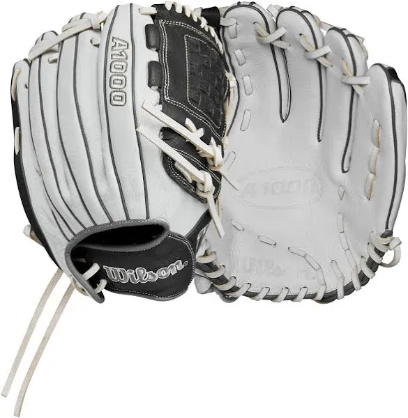 Wilson 2024 A1000 P12 Pitcher's Fastpitch Softball Glove White/Grey 12"