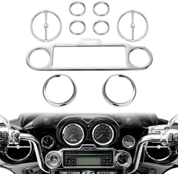 9 PCS Stereo Accent Speedometer Speaker Trim Loop Set Compatible for Harley D...