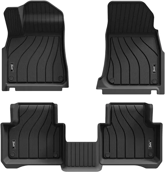 3W Floor Mats Fit Porsche Cayenne 2019-2024 (5 PCS), TPE All Weather Custom Fit Floor Liner for Porsche Cayenne 1st and 2nd Row 5 PCS Full Set Car Mats, Black