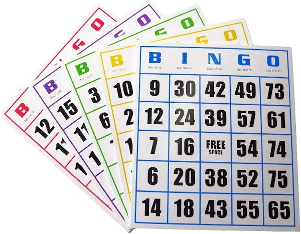 Yuanhe Jumbo Bingo Game Cards -50Pack Easy Read Bingo Set Bingo Paper Game Cards for Bingo Kids Party Card Games, School Classroom Family Gathering Activity, Casino Trip