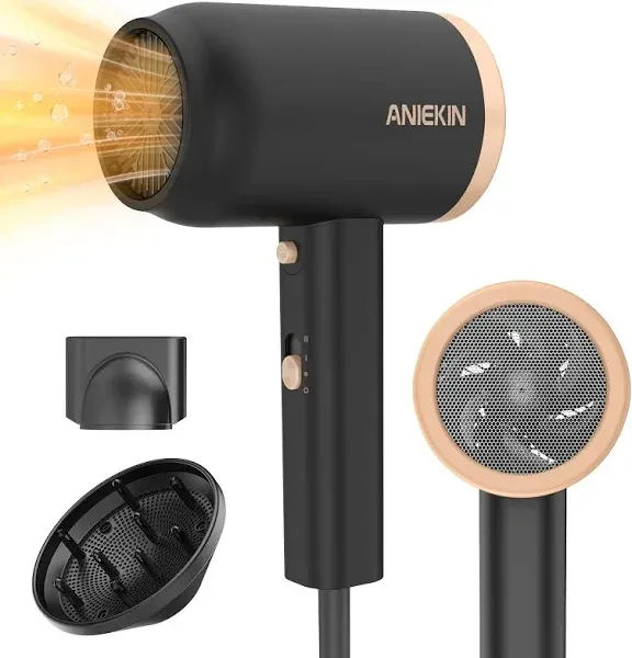 ANIEKIN Hair Dryer with Diffuser, 1875W Ionic Blow Dryer