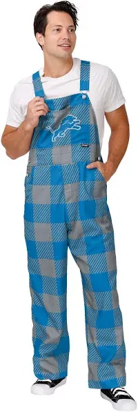 FOCO Men's Detroit Lions Big Logo Plaid Overalls