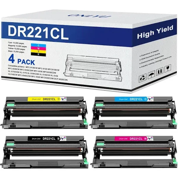 ONLYU Remanufactured Drum Unit Replacement for Brother DR221CL DR-221CL DR221 DR 221 CL for Brother MFC-9130CW MFC-9330CW HL-3170CDW HL-3180CDW HL-3140CW MFC-9340CDW DCP-9020CDN Printer (4 Pack)