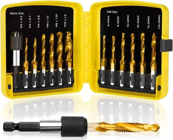 Topec 3-in-1 Thread Tap Drill Bit Set