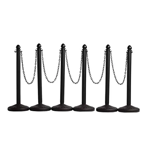 Montour Line Plastic Stanchion Black 2.5 Inch Diameter with 50 Foot Chain, 6pac