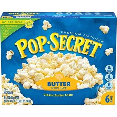 Pop Secret Butter Natural .. Flavor Popcorn, 3.2 Oz, .. 6 Ct