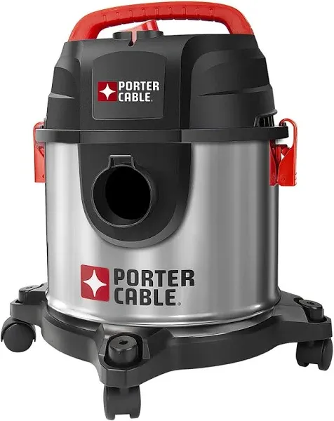 Porter-Cable 4 Gallon Stainless Steel Wet/Dry Vacuum Silver and Red