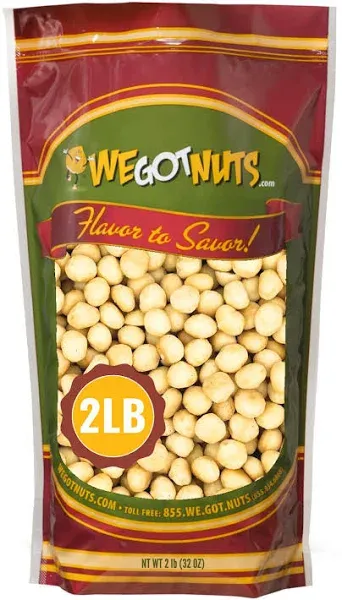 Raw Deluxe Macadamia Nuts - 6 lbs - Shelled & Unsalted Premium Quality Kosher Raw Macadamia Nut Snack Pack By We Got Nuts - Natural Gourmet Fresh Macadamia Nuts Bulk - Packed In A Resealable Pouch Bag