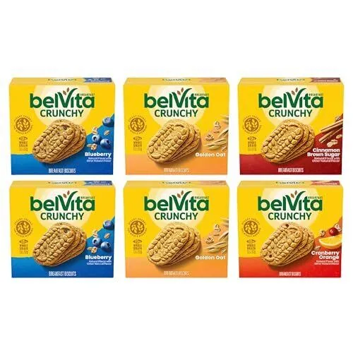 belVita Breakfast Biscuits Variety Pack 4 Flavors 6 Boxes of 5 Packs 30 Total...