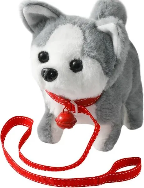 KSABVAIA Plush Husky Toy Puppy Electronic Interactive Dog - Walking, Barking, Tail Wagging, Stretching Companion Animal for Kids Toddlers