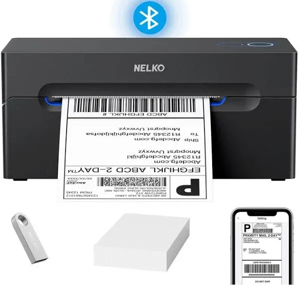 Nelko Bluetooth Thermal Shipping Label Printer, Wireless 4x6 Shipping Label Printer for Shipping Packages, Support Android, iPhone and Windows, Widely