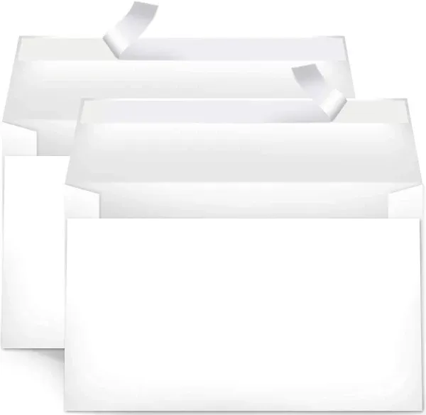 Blank Invitation Envelopes with Peel and Seal Closure, 5.75x8.75 Inches, White