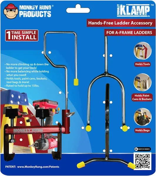 Monkey Rung Mk Monkey Klamp Hands-Free Ladder Tool Holders, Fits All A-Frame Step Ladders