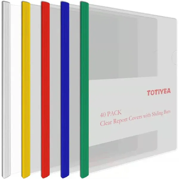 Totiyea 40 Pack Clear Report Covers with Sliding Bars