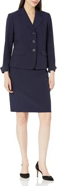 Le Suit Women's Notch-Collar Skirt Suit