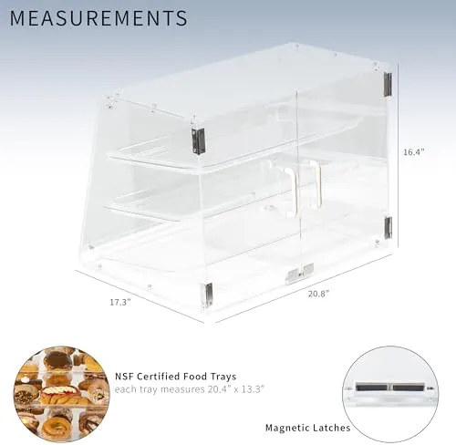 VIVO 3 Tray Acrylic Display Case, 21 X 17 X 16 Inch, 3 Tier Commercial Counterto