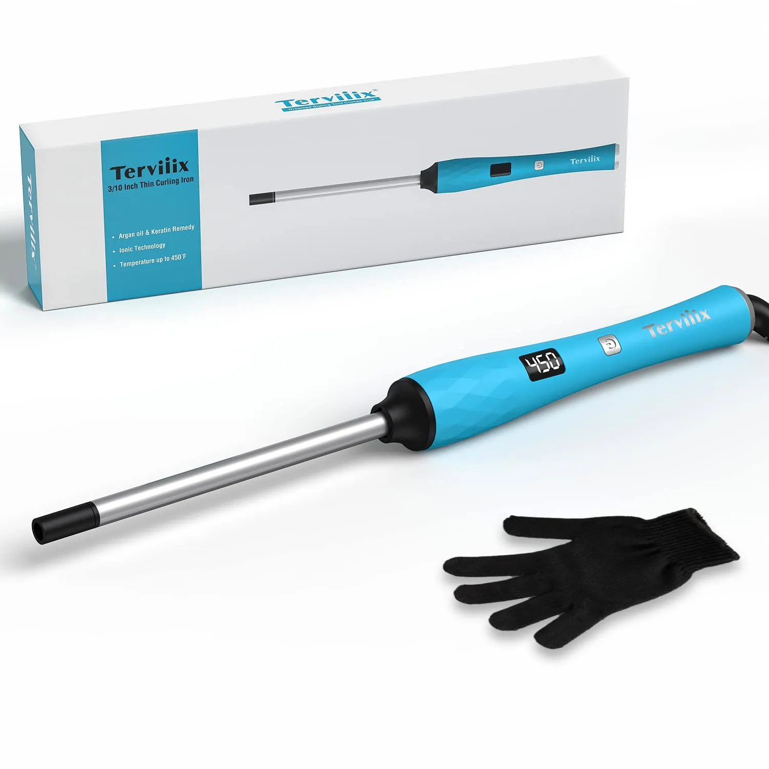 Terviiix Small Barrel Curling Iron Wand 3/8 Inch Thin Curling Wand Iron for S...