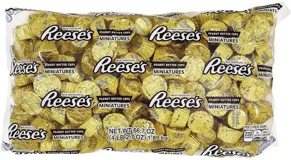 REESE'S Miniatures Gold Foils Milk Chocolate Peanut Butter Cups Candy, Bulk, 66.7 oz Bulk Bag