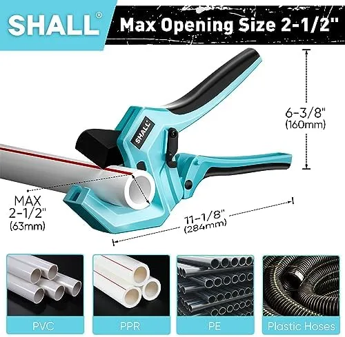 SHALL PVC Pipe Cutter, Cuts up to 2-1/2”, Heavy-Duty Aluminum Ratchet Pipe Cutte