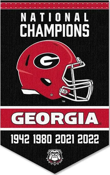 Georgia Bulldogs 4 Time Football National Champions Banner Flags 12 Lot Of Items