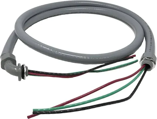 Quick Power Whip Assembly - 6 Ft Conduit &amp; 10 Gauge Wire - Easy Installation