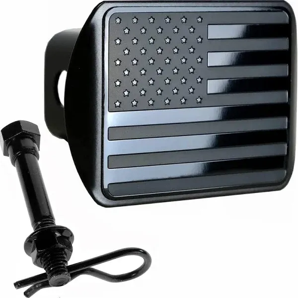 eVerHITCH USA Stainless Steel Flag Metal Hitch Cover (Fits 2&#034; Receivers, Black &amp;