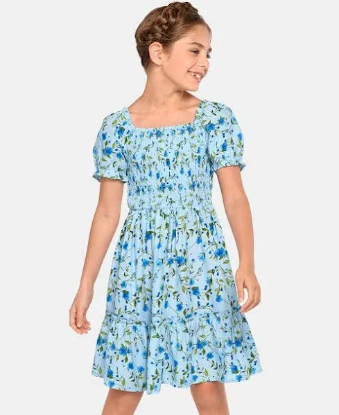 The Children's Place Girls' Floral Ruffle Smocked Dress