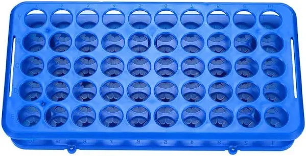 Plastic Test Tube Holder Rack for 5ml/10ml/15ml Tubes, Detachable,Hol<wbr/>es 50(Bl...