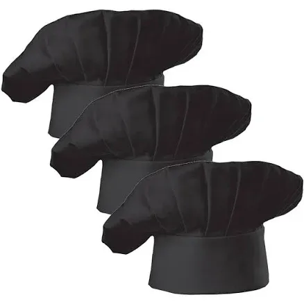 Hyzrz Set of 3 Pack Adult Chef Hat Adult Adjustable Elastic Baker Kitchen Cooking Chef Cap 3 Pieces